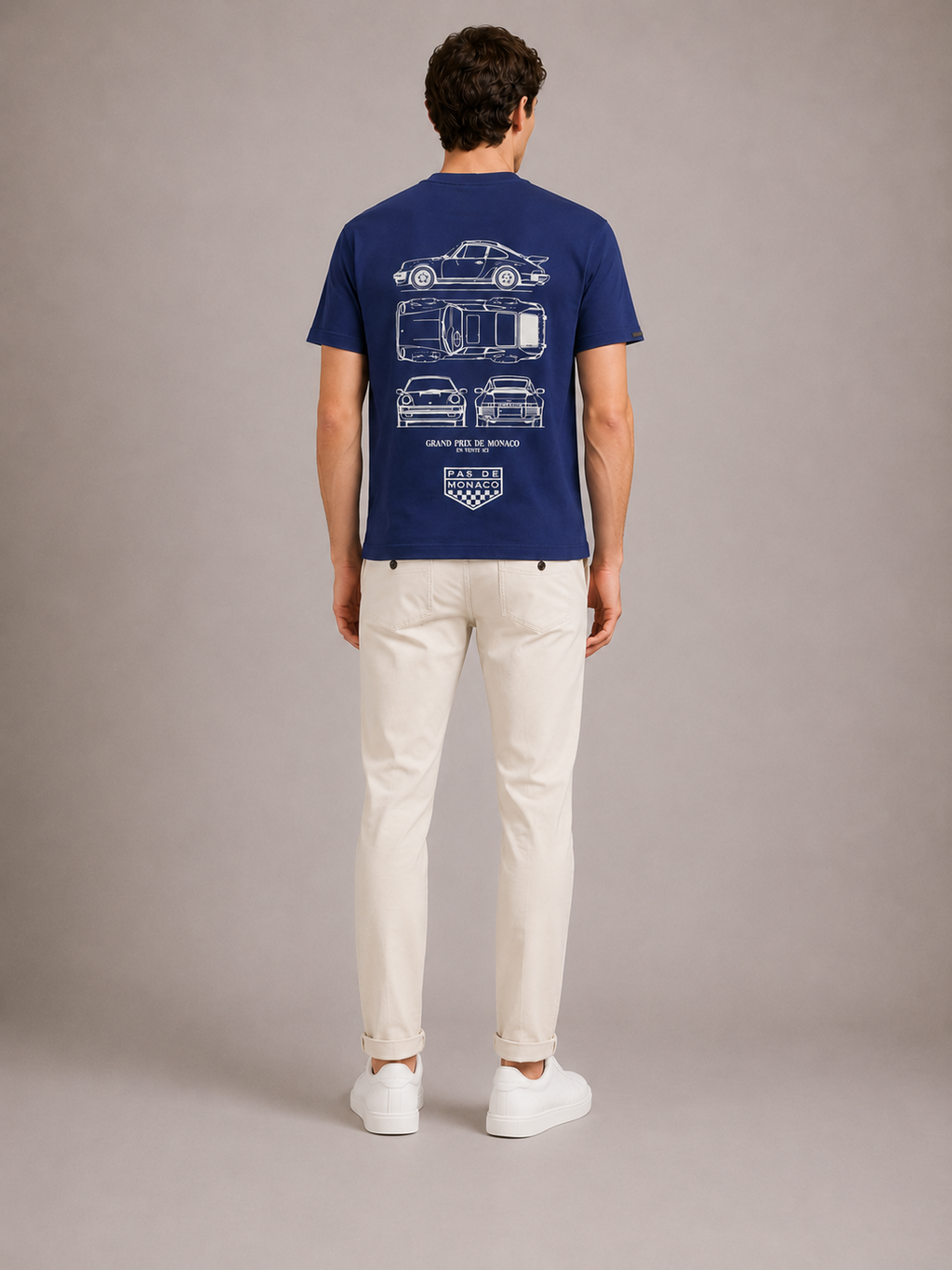 Pas de Monaco Relaxed fit Car Graphic Logo T-shirt- Navy Blue