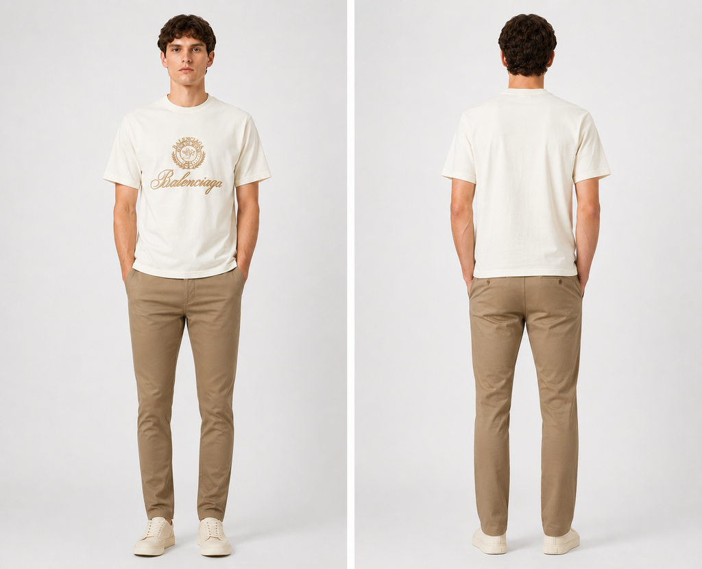 Balenciaga Embroidered Logo T-Shirt - Cream