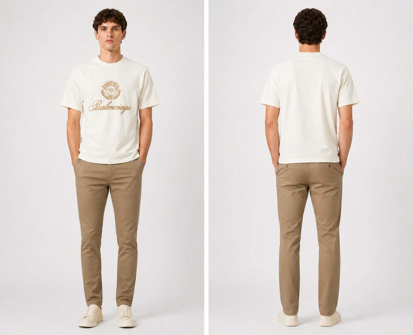 Balenciaga Embroidered Logo T-Shirt - Cream