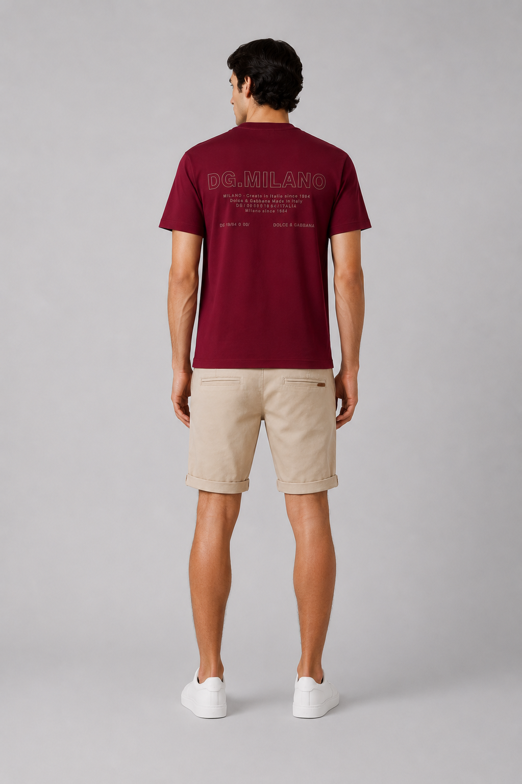 Dolce and Gabbana Embroidered Logo T-shirt- Burgundy