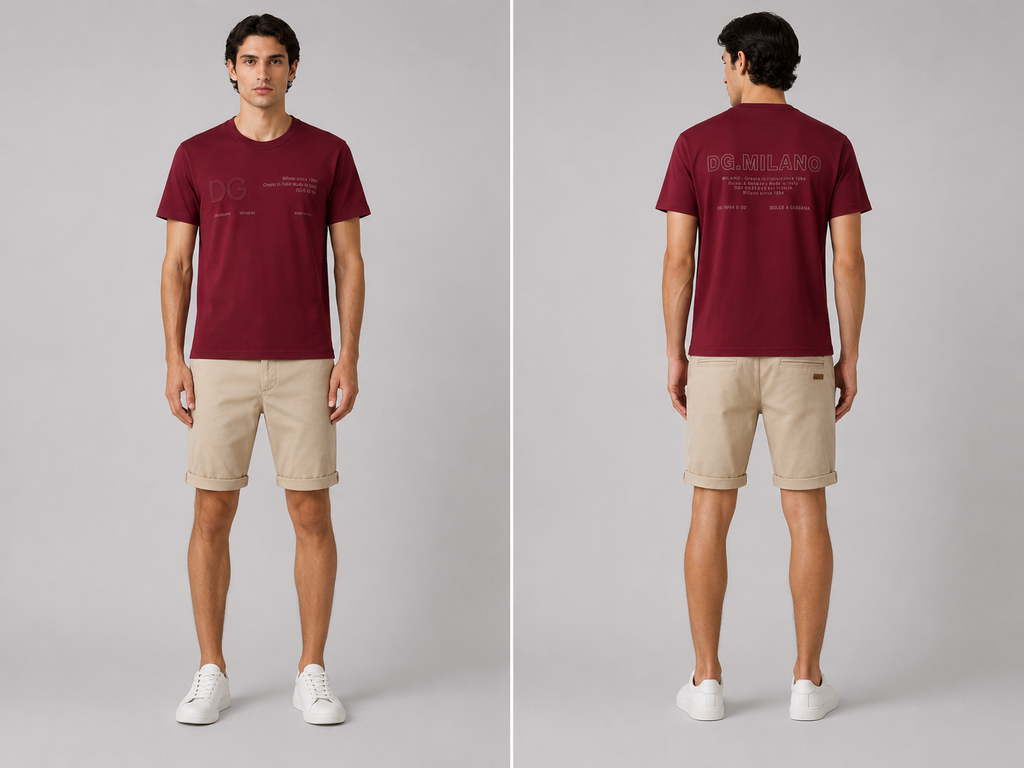 Dolce and Gabbana Embroidered Logo T-shirt- Burgundy
