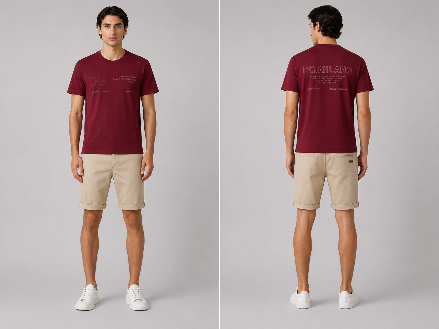 Dolce and Gabbana Embroidered Logo T-shirt- Burgundy