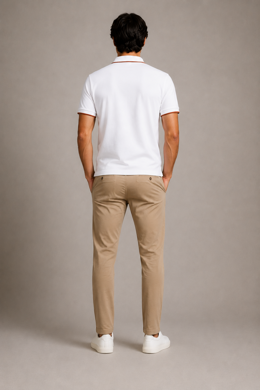 Zegna with Orange Contrast Trim  Polo - White