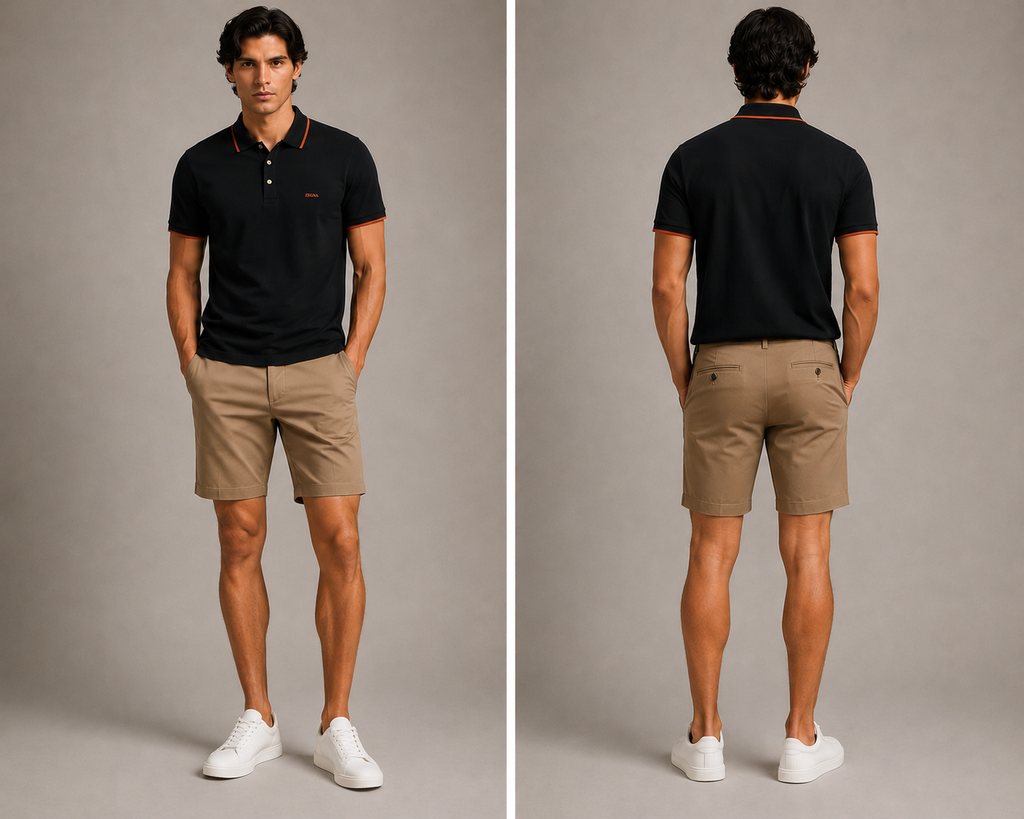 Zegna with Orange Contrast Trim  Polo - Black