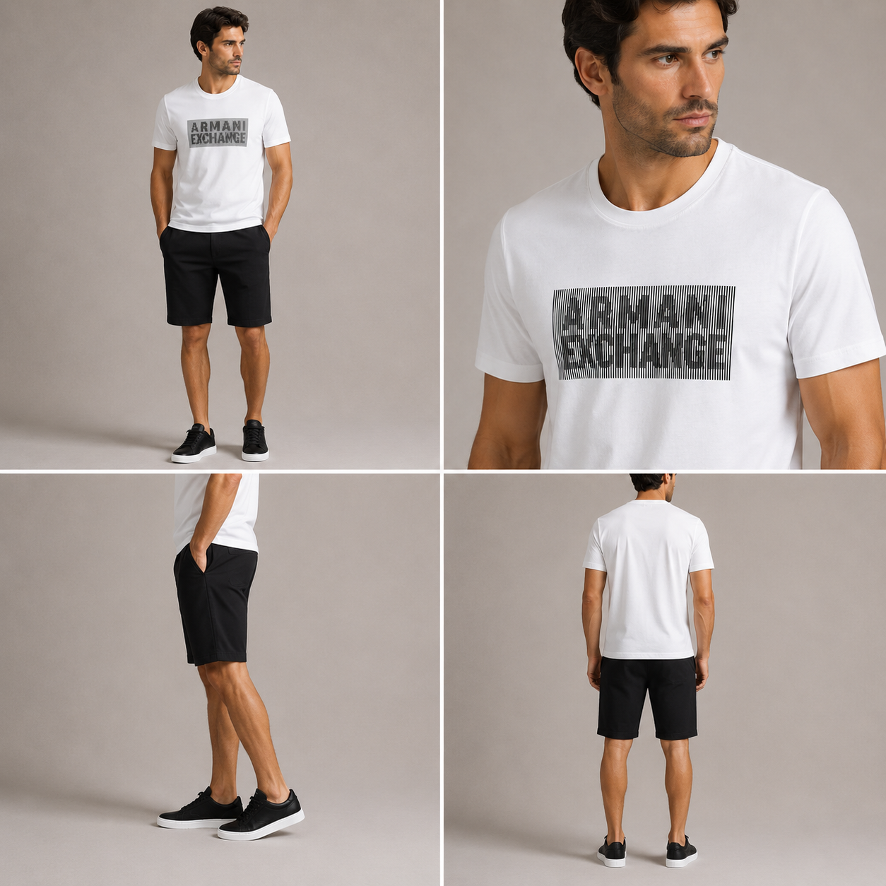 Armani Exchange bold striped Logo T-Shirt - White