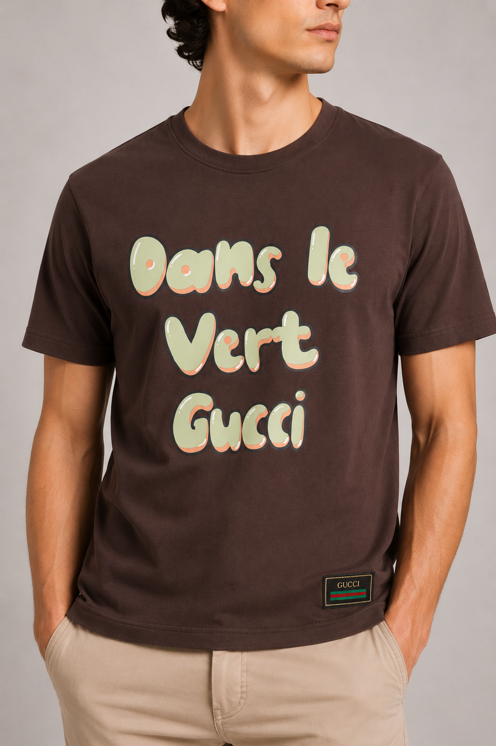 Gucci  Embroidered logo  T-Shirt - Brown