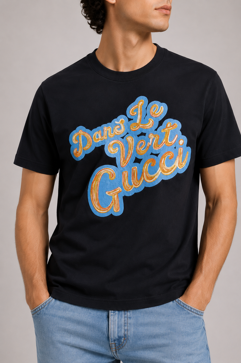 Gucci Black Embroidered Logo T-Shirt - Black