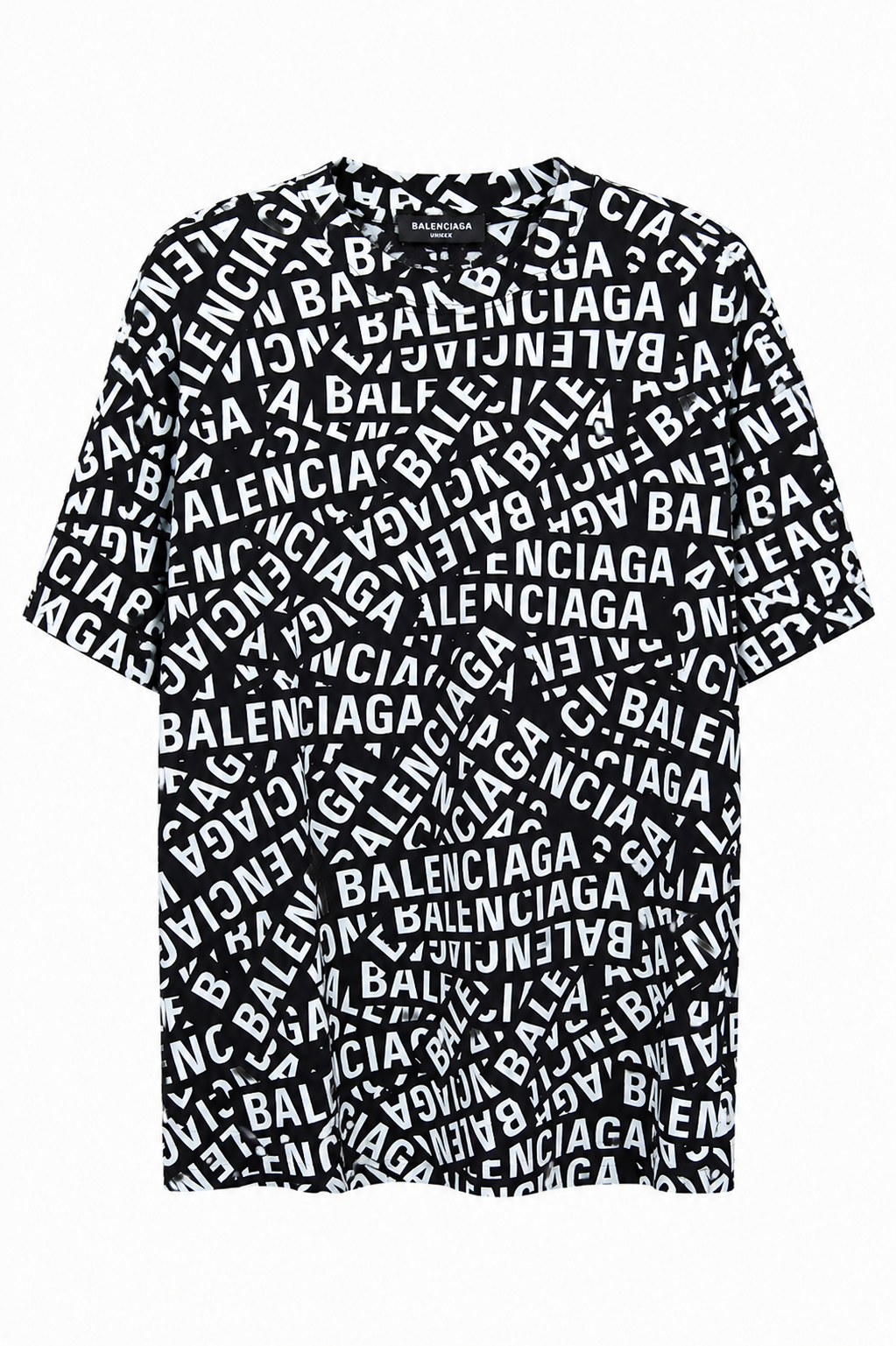 Balenciaga All-Over Logo  T-Shirt – Black/White