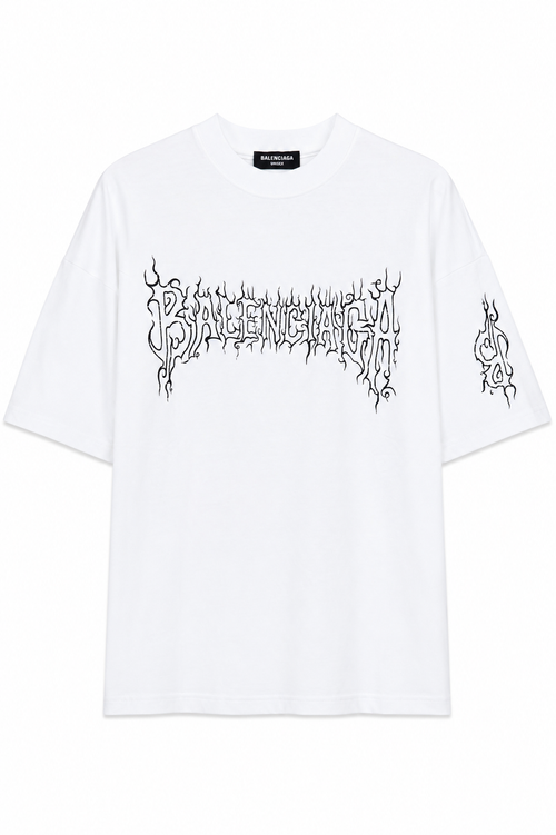 Balenciaga Oversized graphic print Logo T-shirt - White