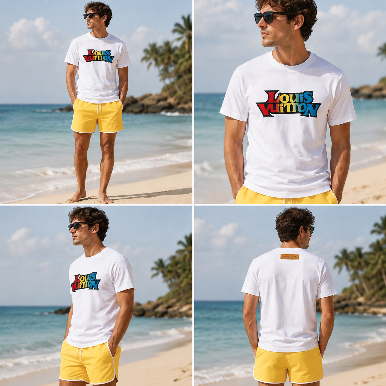 Louis Vuitton Multi color Logo Print T-Shirt - White