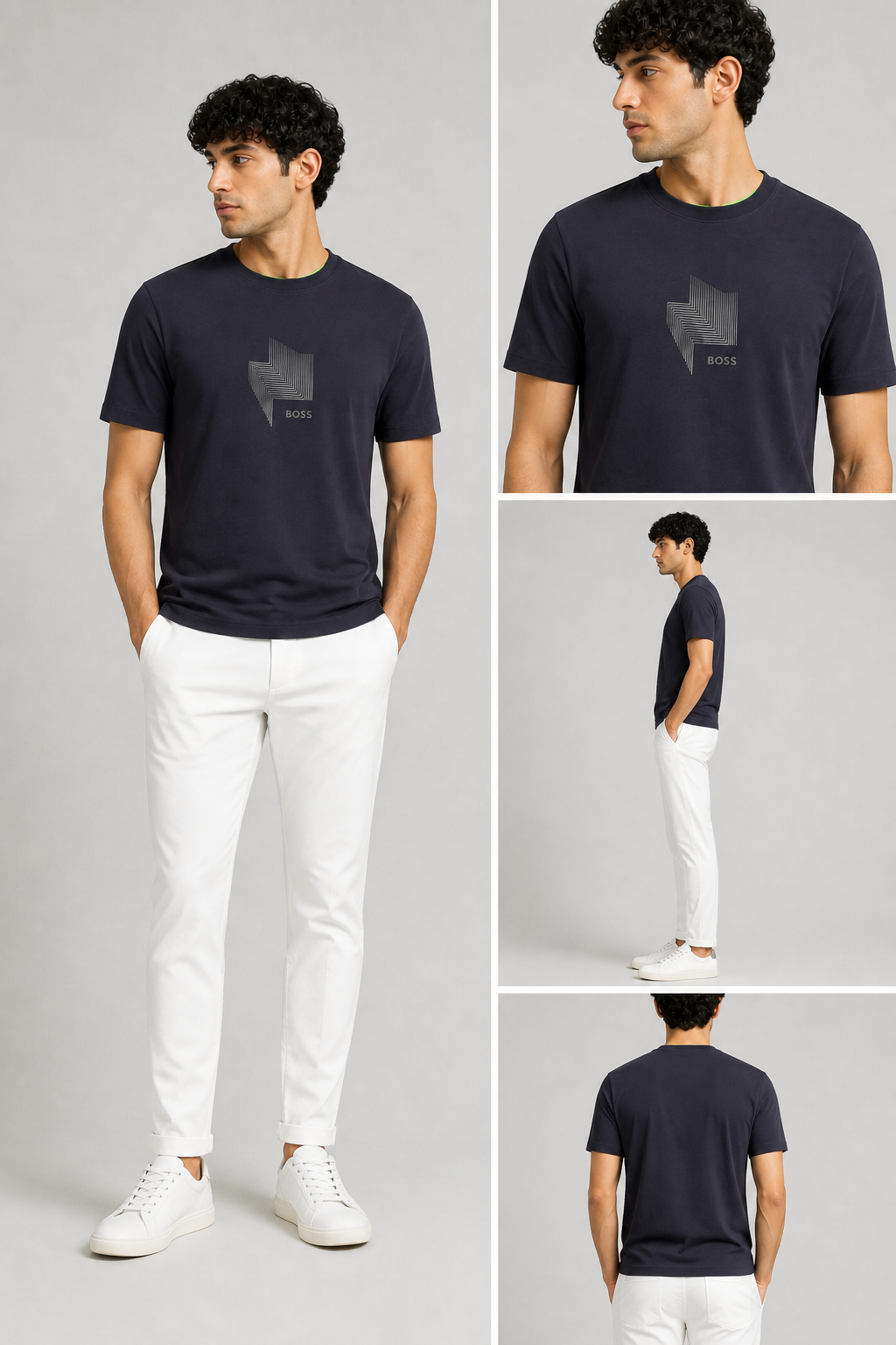BOSS embroidered rubber logo T-Shirt- Blue Navy