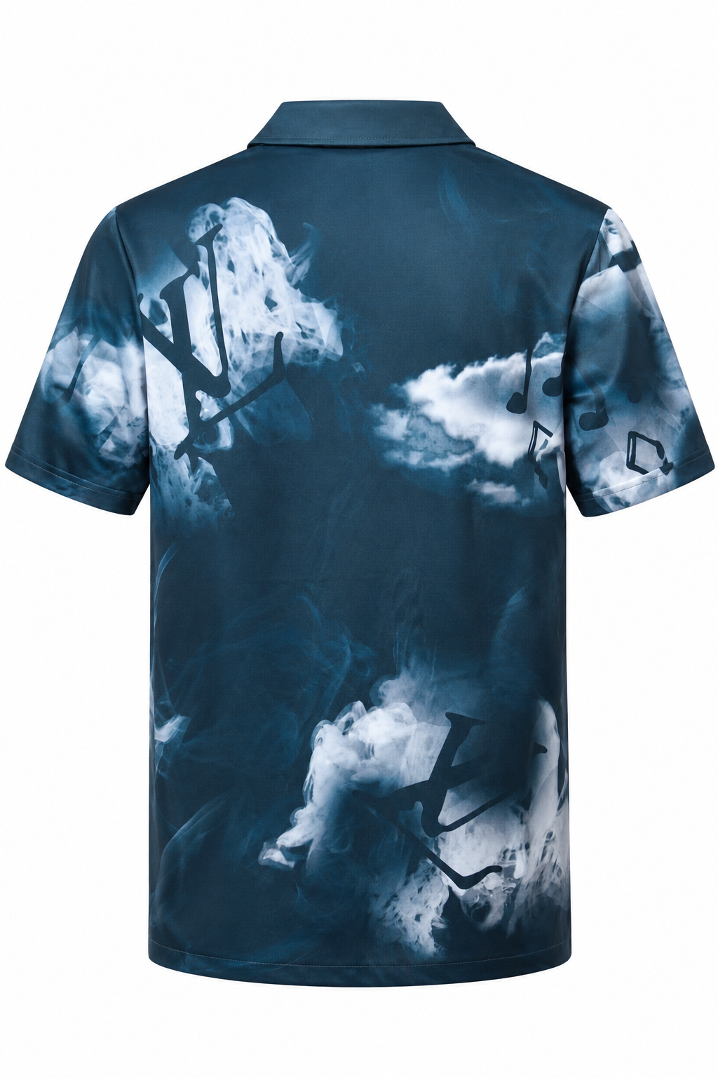 Luis Vuitton Music & Smoke Print Shirt- Blue and white