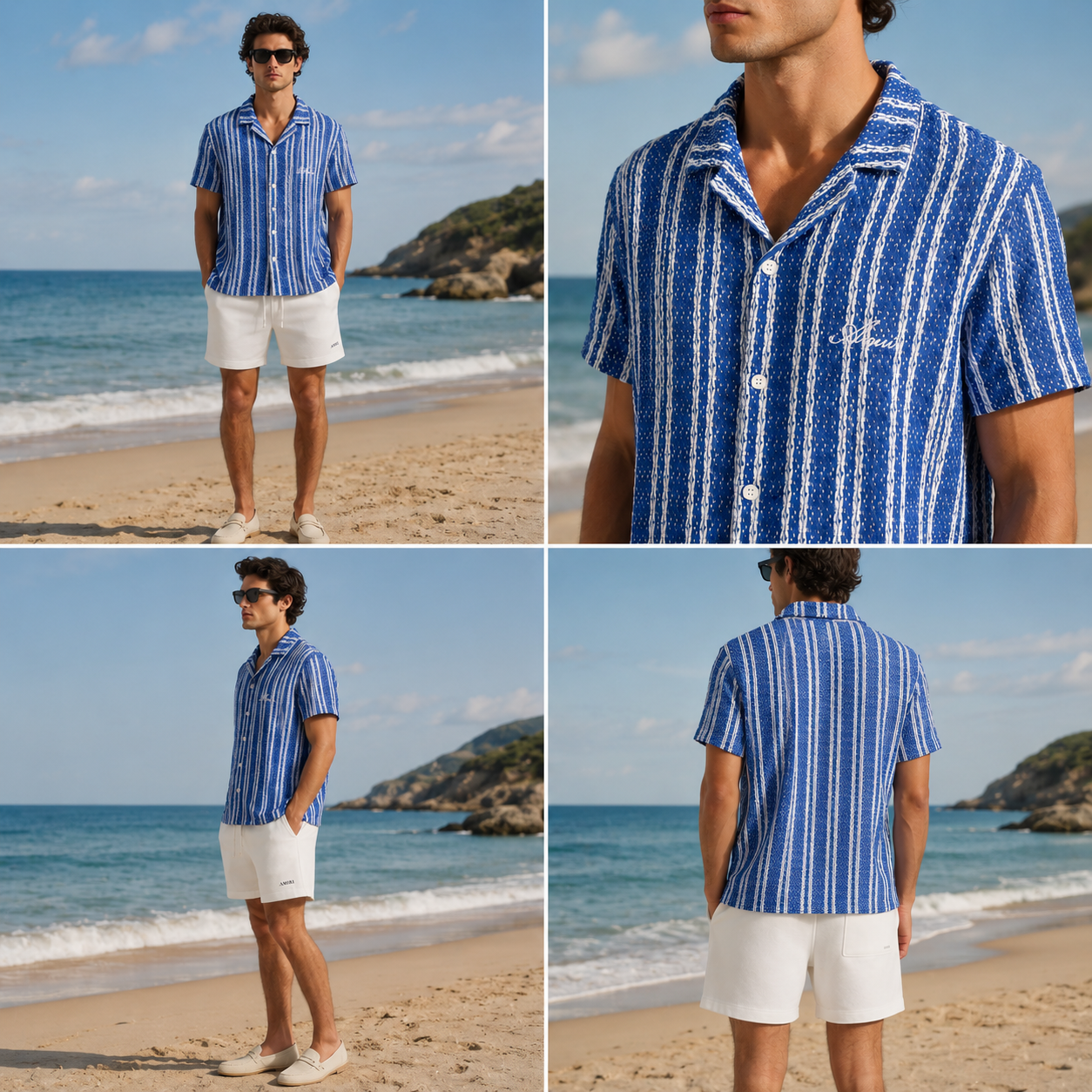 Amiri Textured Stripe  Shirt - Blue