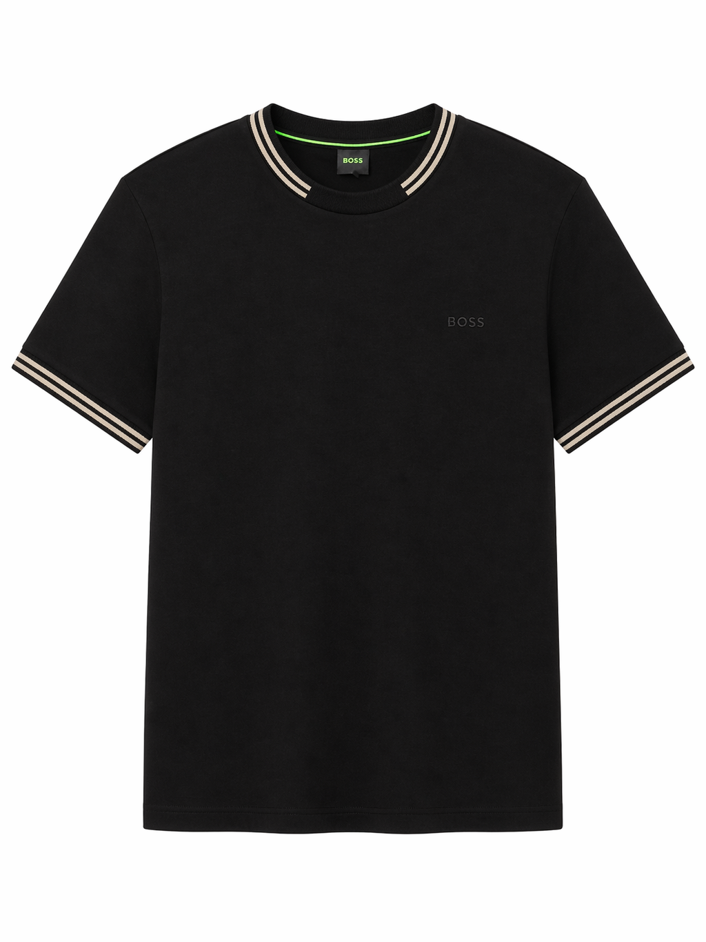 Boss stretch-cotton with stripes and logo T-shirt - Black