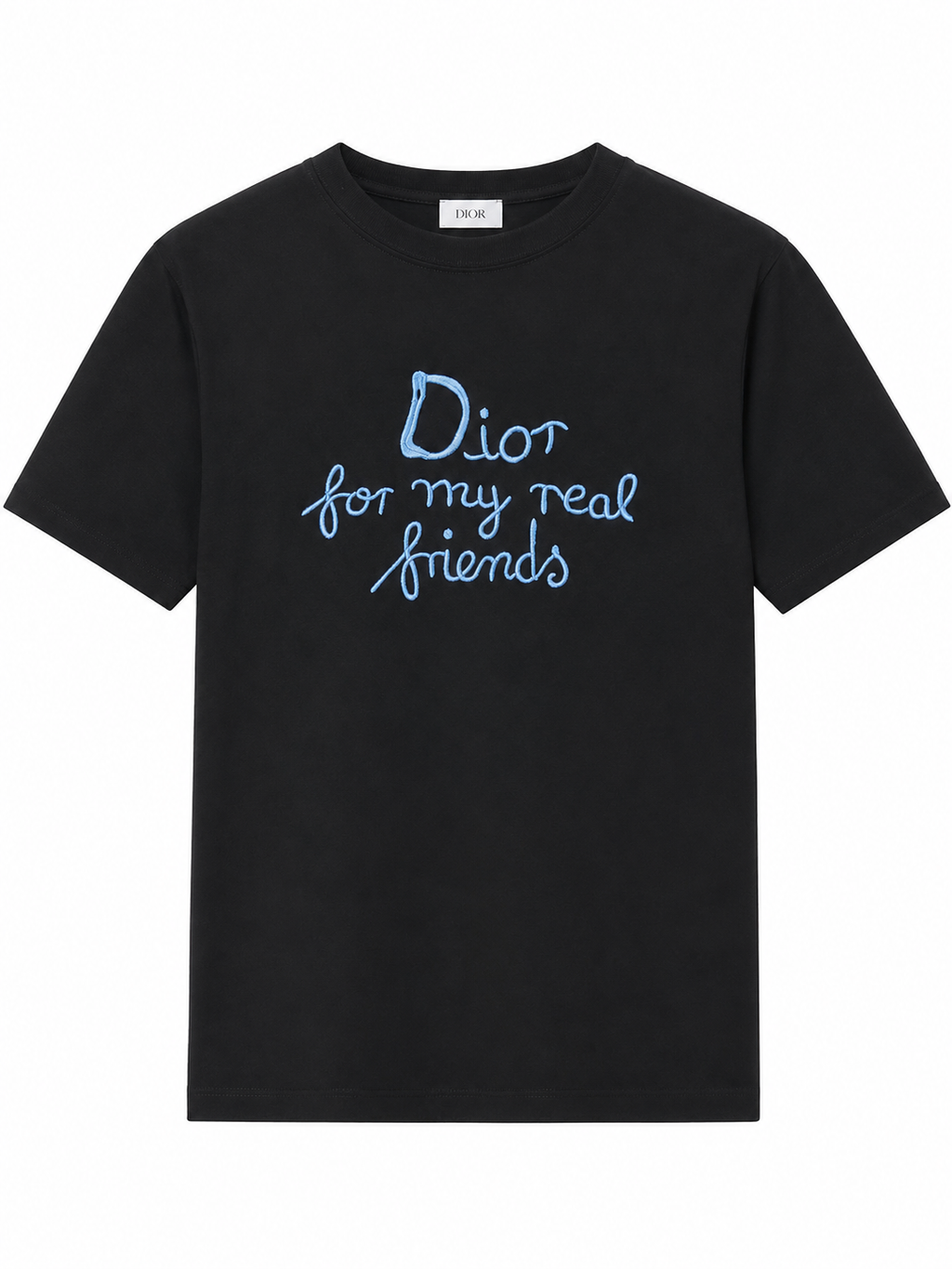 Dior embroidered Blue Logo T-shirt -Black