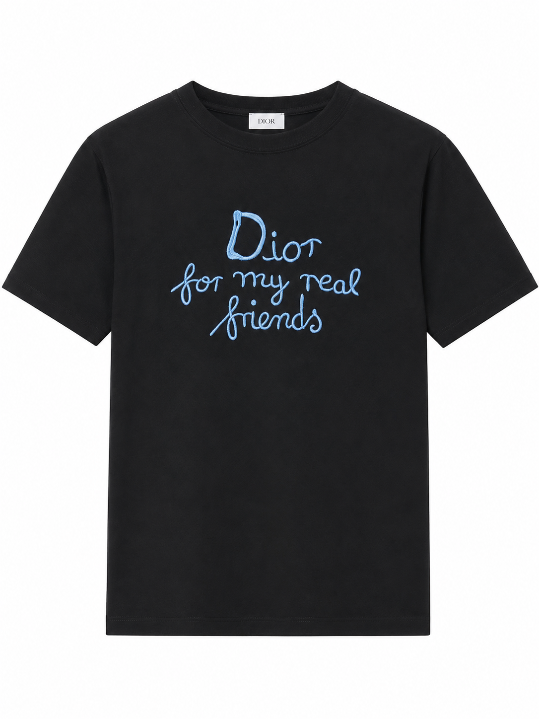 Dior embroidered Blue Logo T-shirt -Black