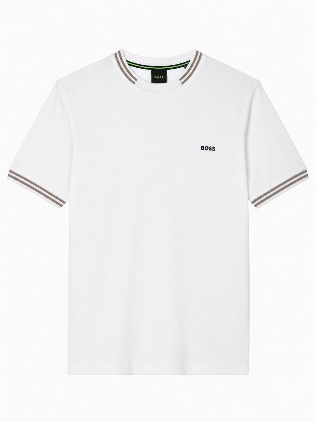 Boss stretch-cotton with stripes and logo T-shirt - White