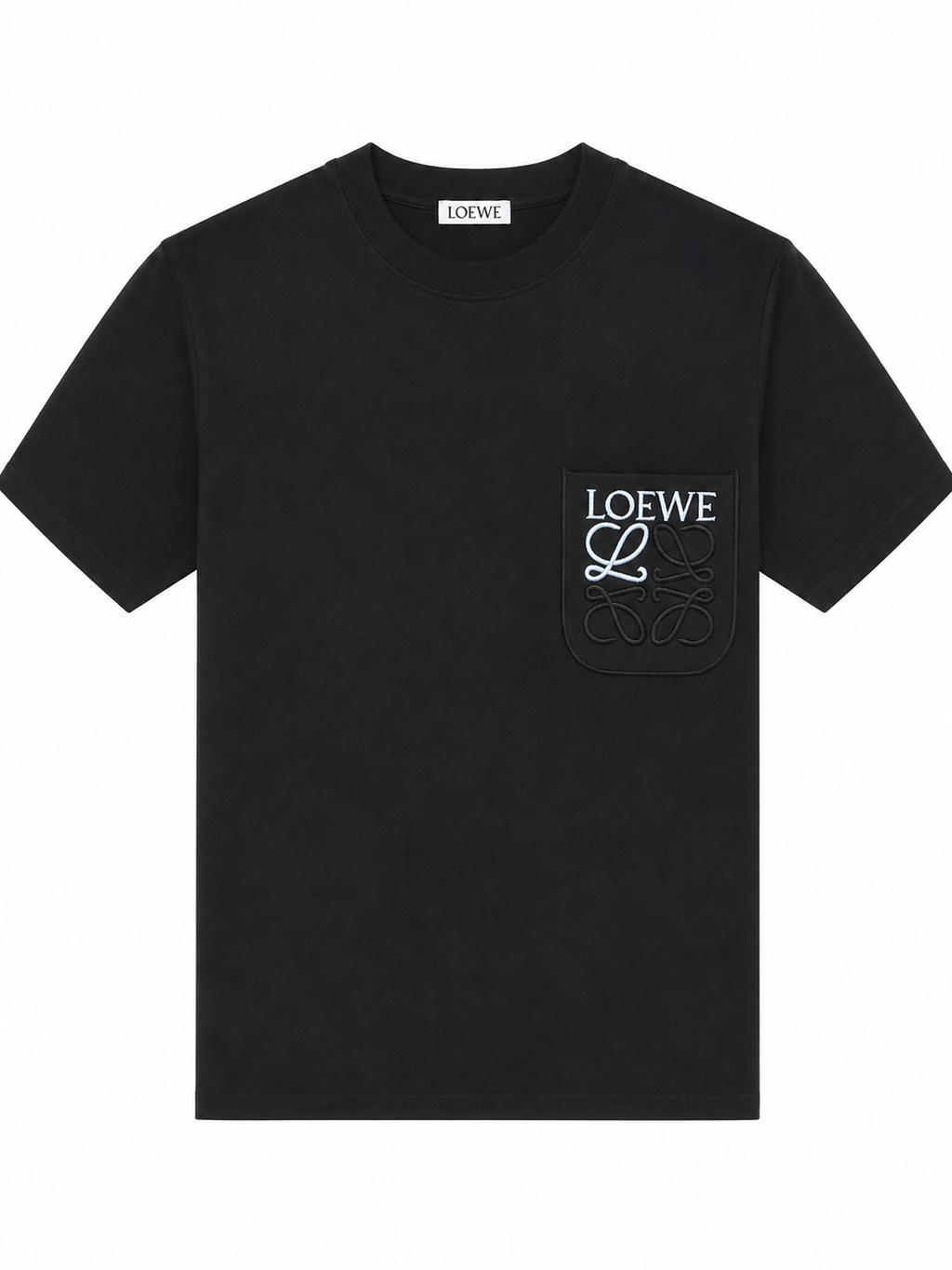 Loewe embroidered White Pocket logo T-shirt- Black