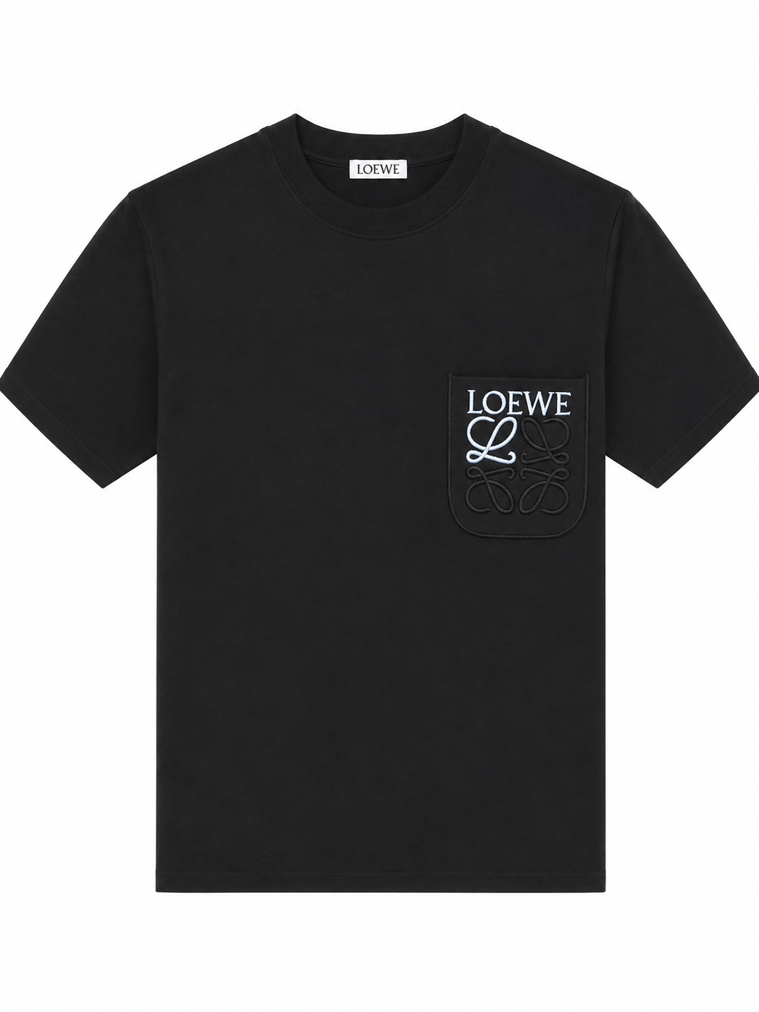 Loewe embroidered White Pocket logo T-shirt- Black