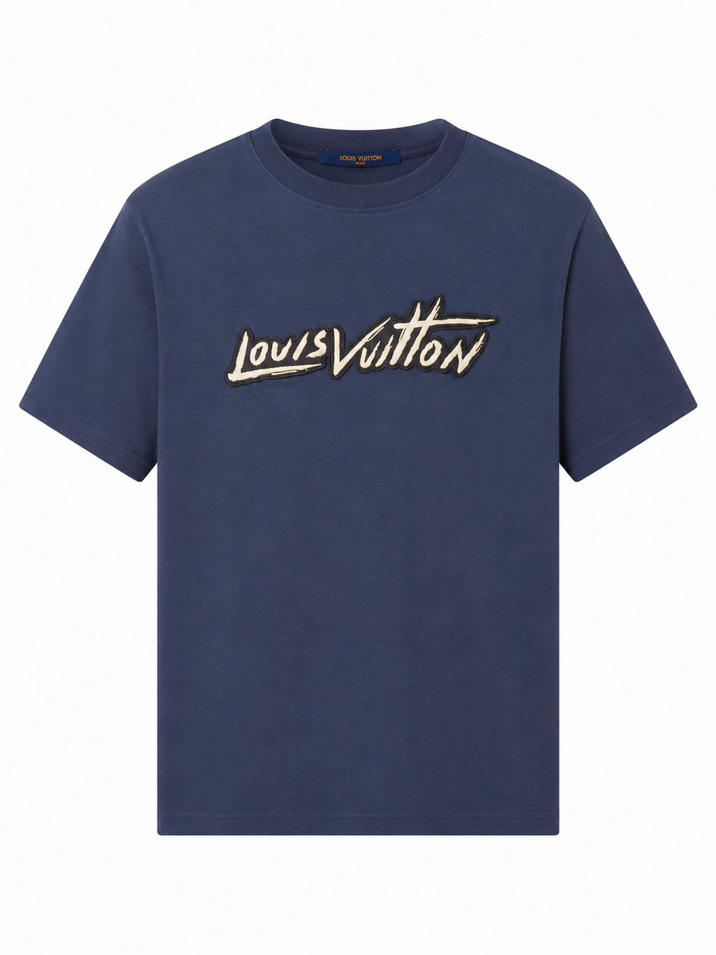 Louis Vuitton Navy  embroidered logo T-Shirt - Navy Blue