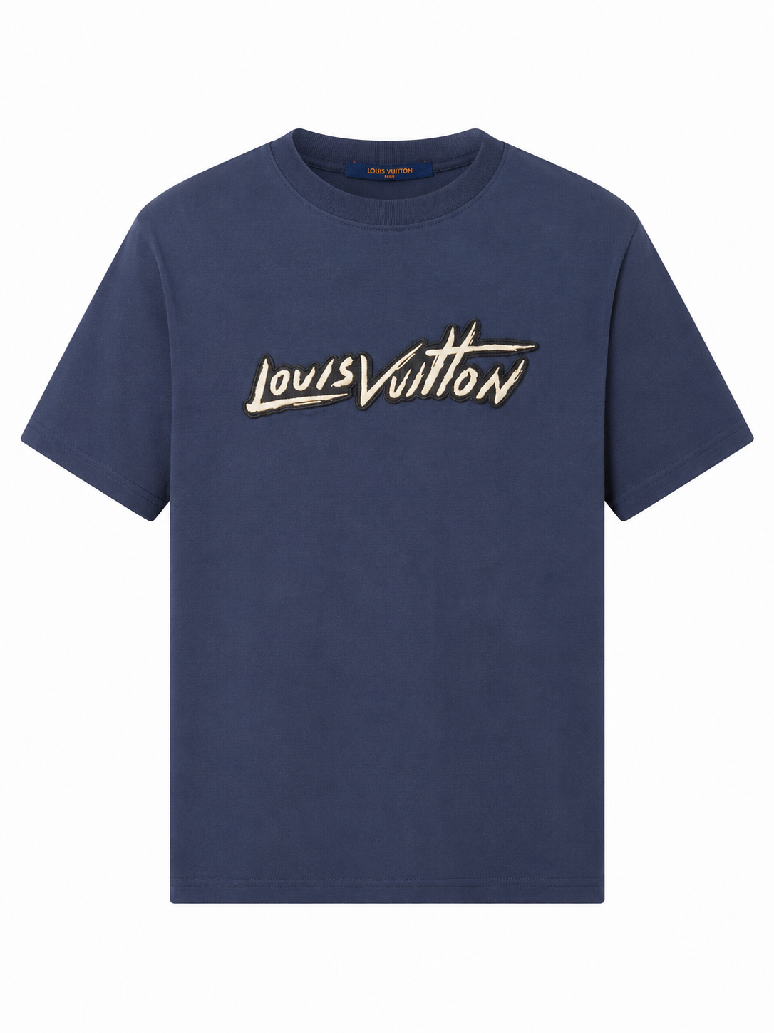 Louis Vuitton Navy  embroidered logo T-Shirt - Navy Blue