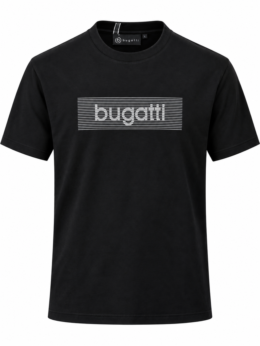 Bugatti Stripe rectangular chest logo T-shirt - Black