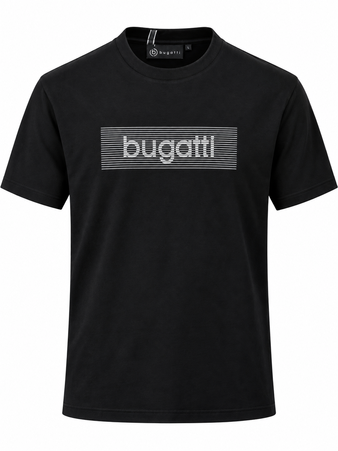 Bugatti Stripe rectangular chest logo T-shirt - Black