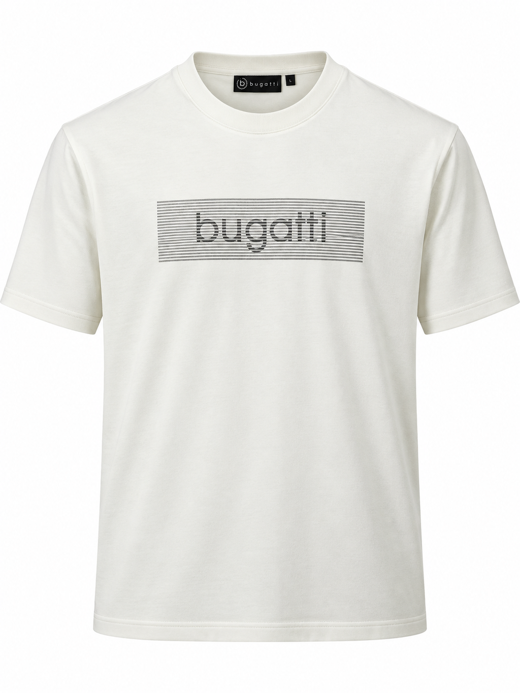 Bugatti Stripe rectangular chest logo T-shirt - White