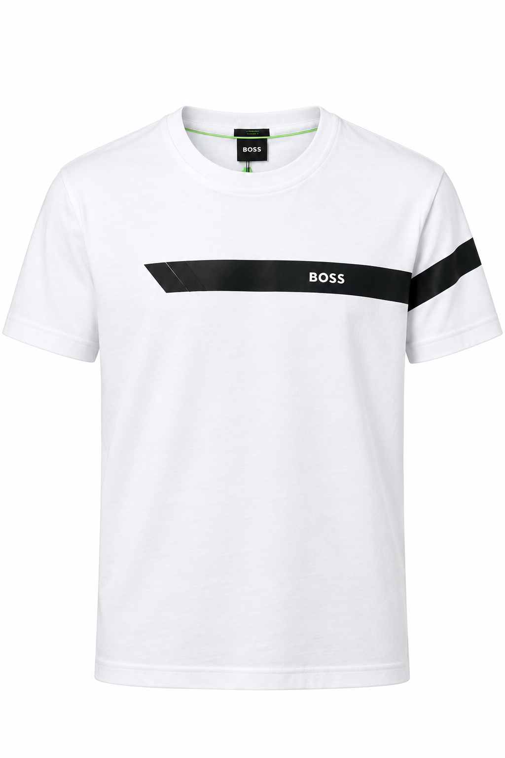 BOSS -  stripe and logo T-shirt - White