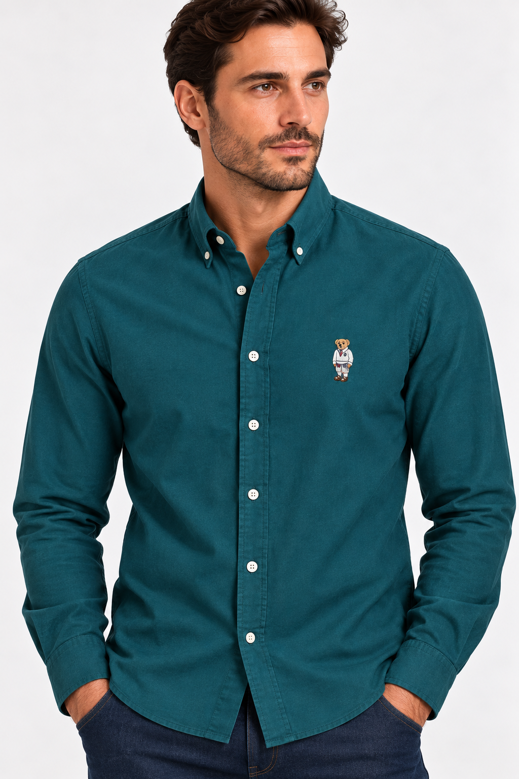 Ralph Lauren bear logo oxford shirt - Dark teal