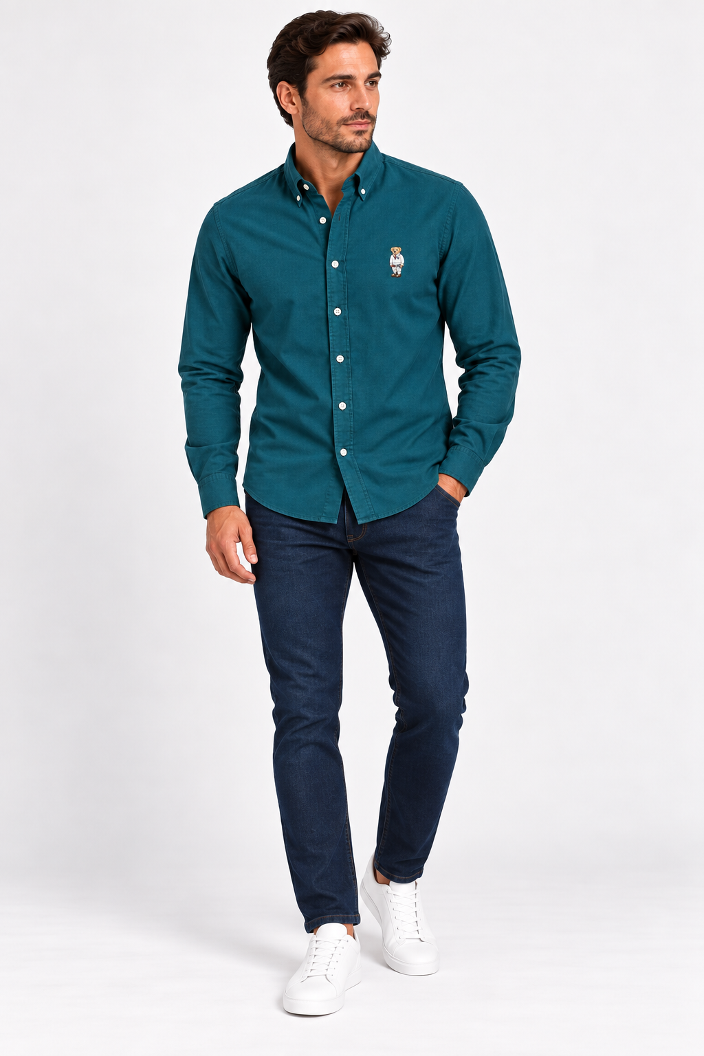 Ralph Lauren bear logo oxford shirt - Dark teal