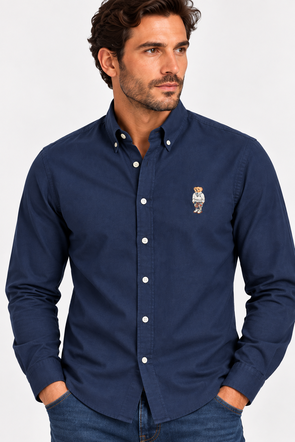 Ralph Lauren bear logo oxford shirt - Navy Blue