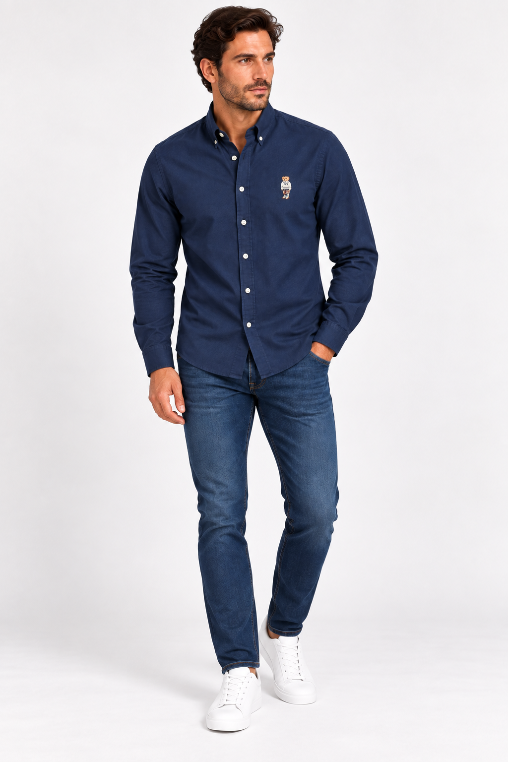 Ralph Lauren bear logo oxford shirt - Navy Blue