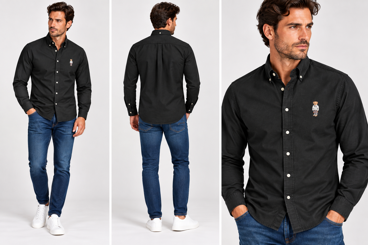 Ralph Lauren bear logo oxford shirt - Black