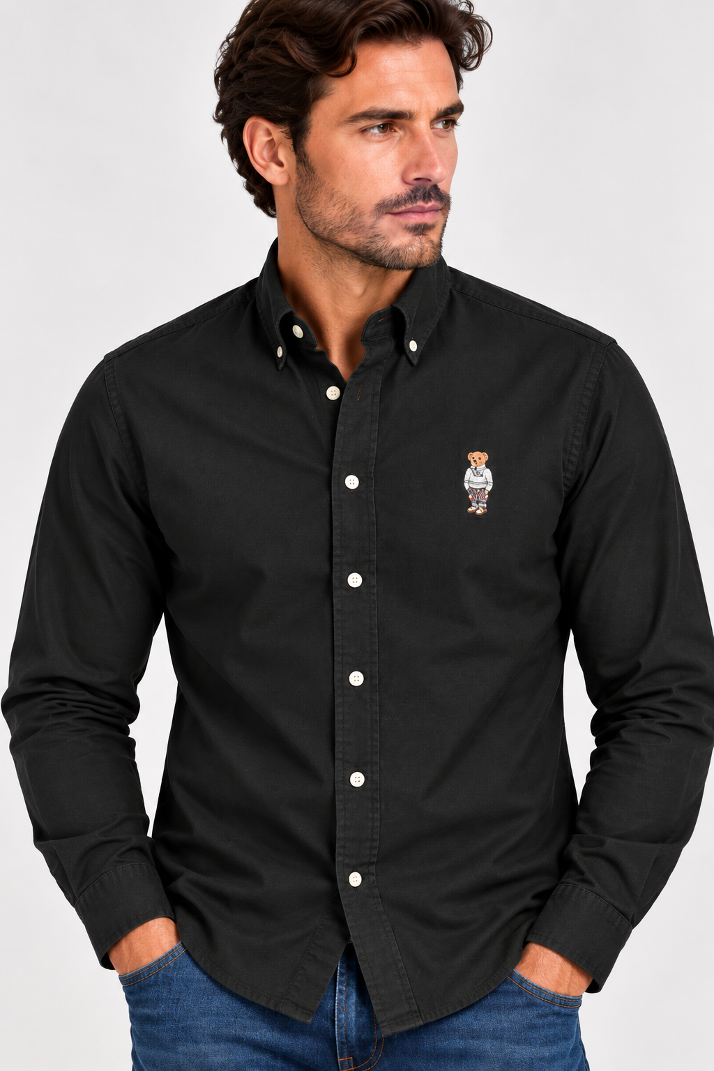 Ralph Lauren bear logo oxford shirt - Black
