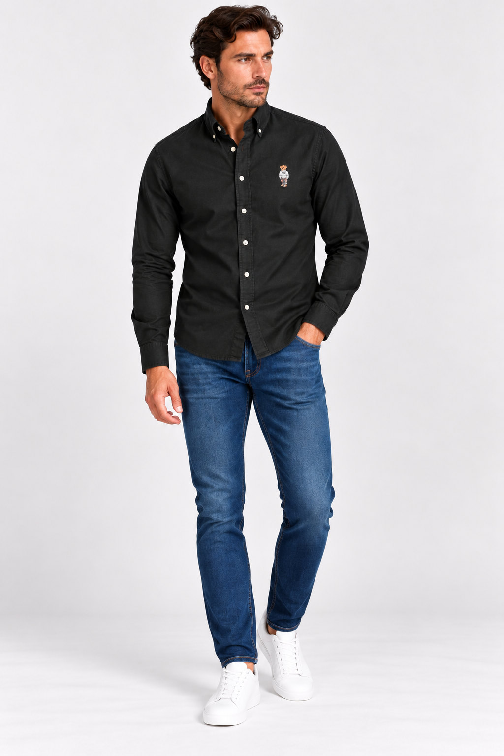 Ralph Lauren bear logo oxford shirt - Black