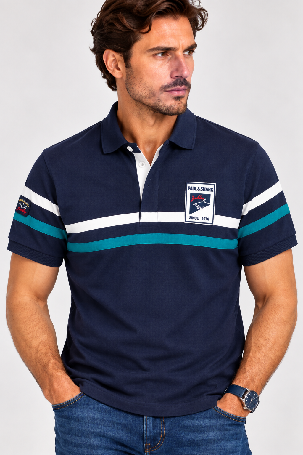 Paul & Shark Striped polo - Navy Blue
