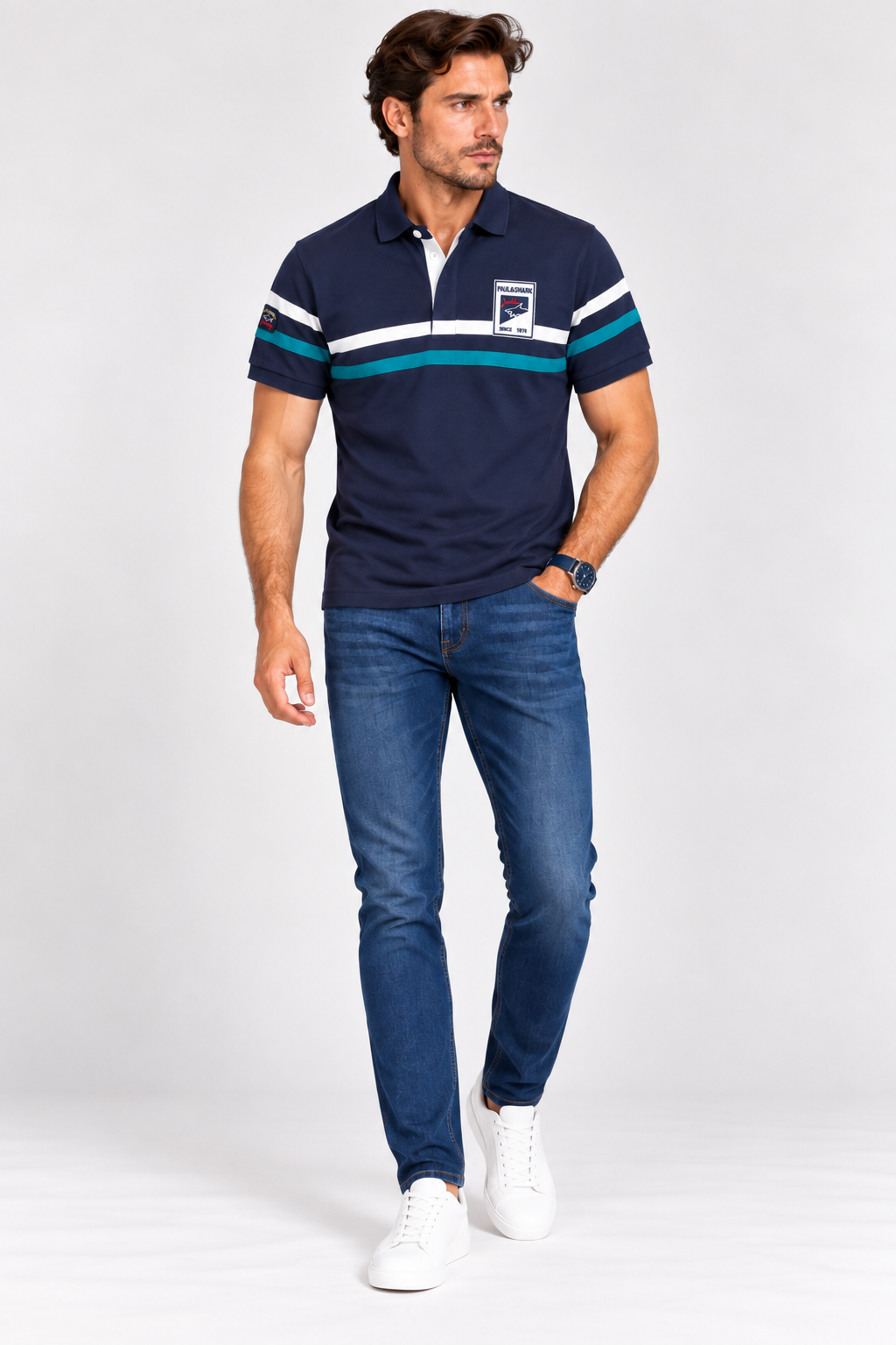 Paul & Shark Striped polo - Navy Blue
