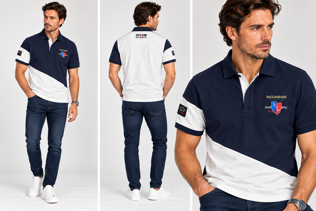 Paul & Shark colorblock polo - Navy and White