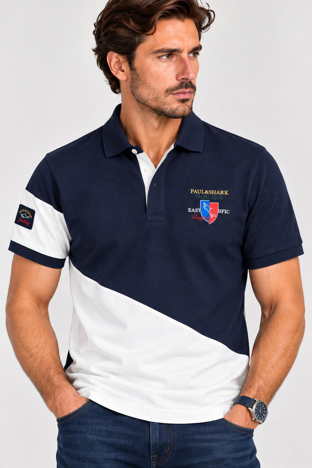 Paul & Shark colorblock polo - Navy and White
