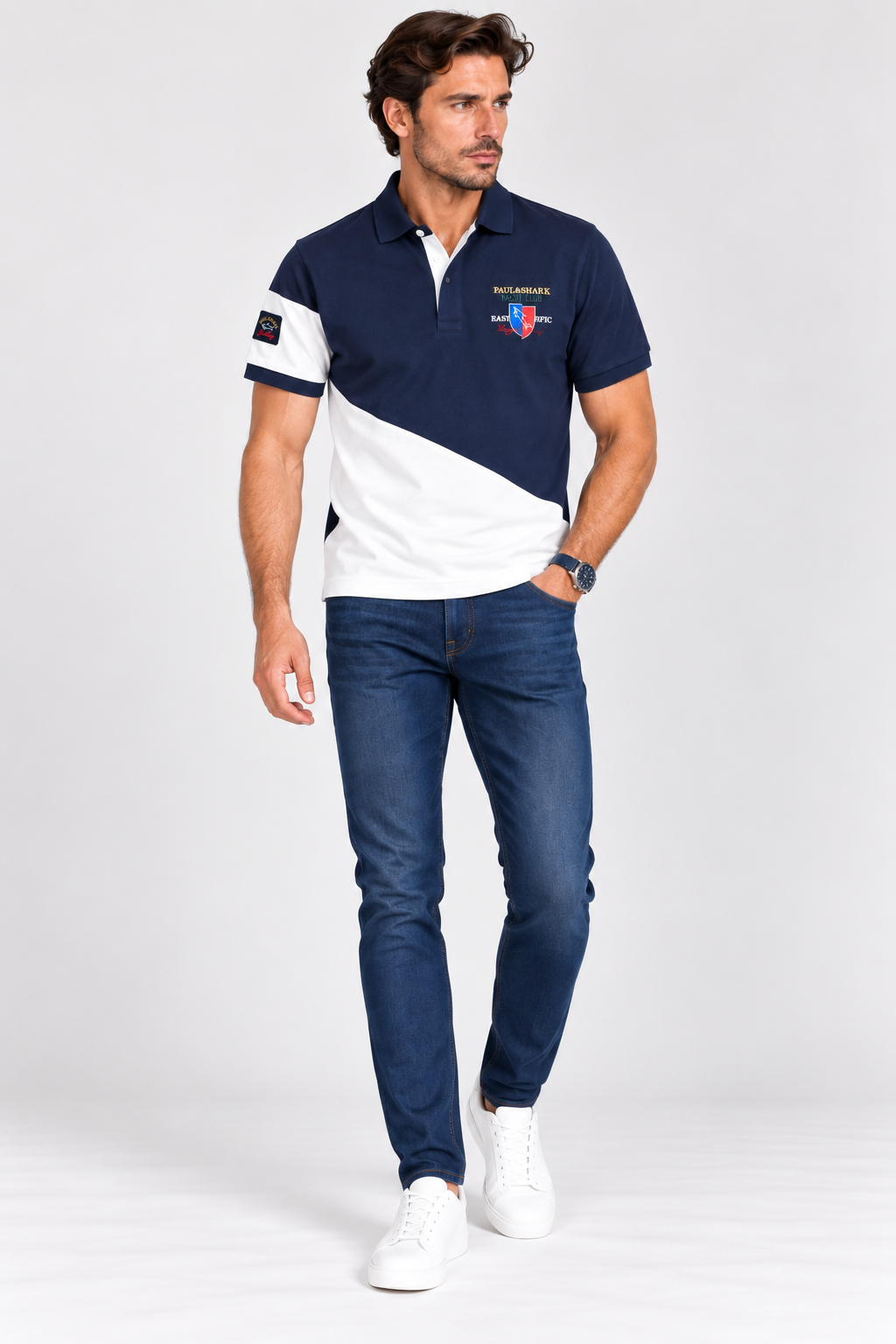 Paul & Shark colorblock polo - Navy and White