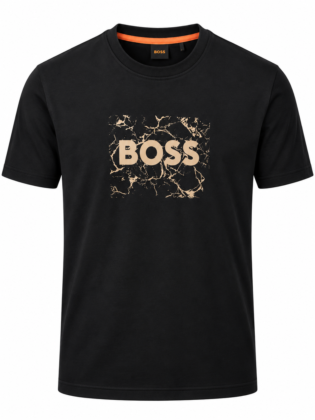 Boss  cotton jersey artwork  logo T-shirt - Black