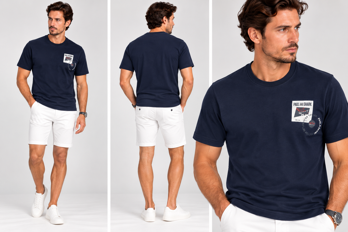 Paul & Shark logo T-shirt - Navy Blue