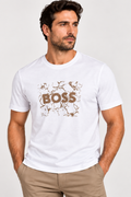 Boss  cotton jersey artwork  logo T-shirt - White