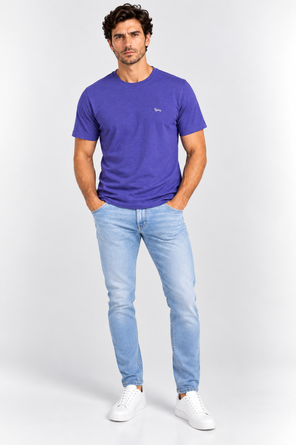 Harmont & Blaine embroidered  dachshund logo T-shirt - Blue