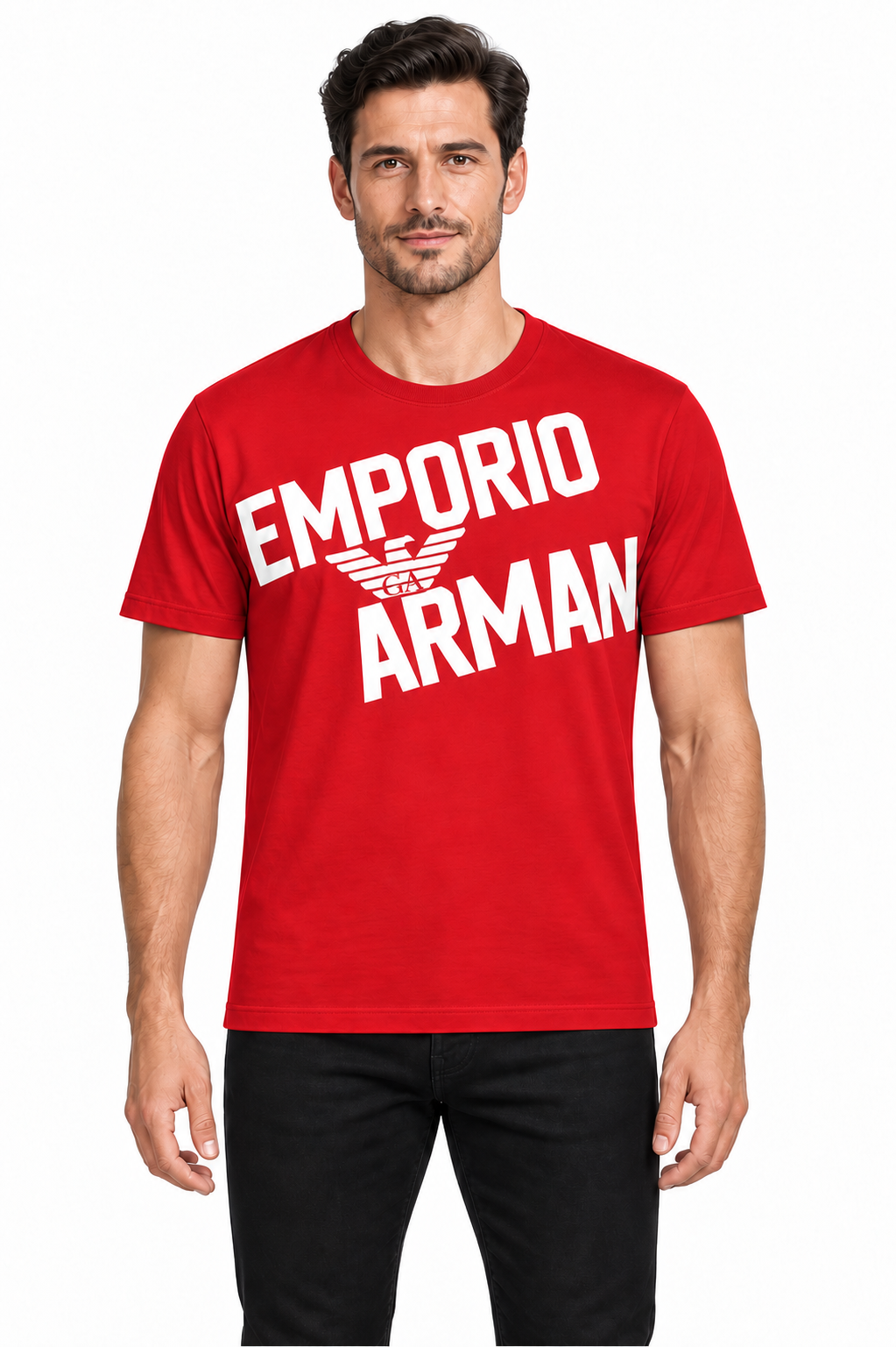 Emporio armani Grphic print logo T-shirt - red