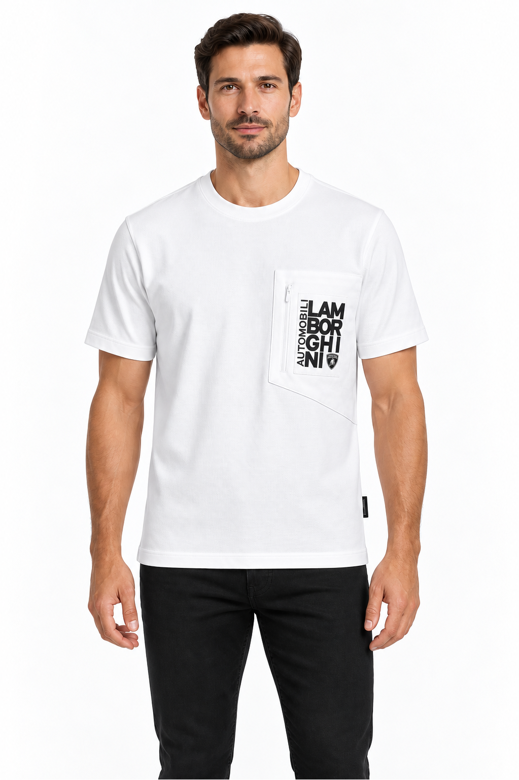 Lamborghini zipped chest pocket T-shirt - white
