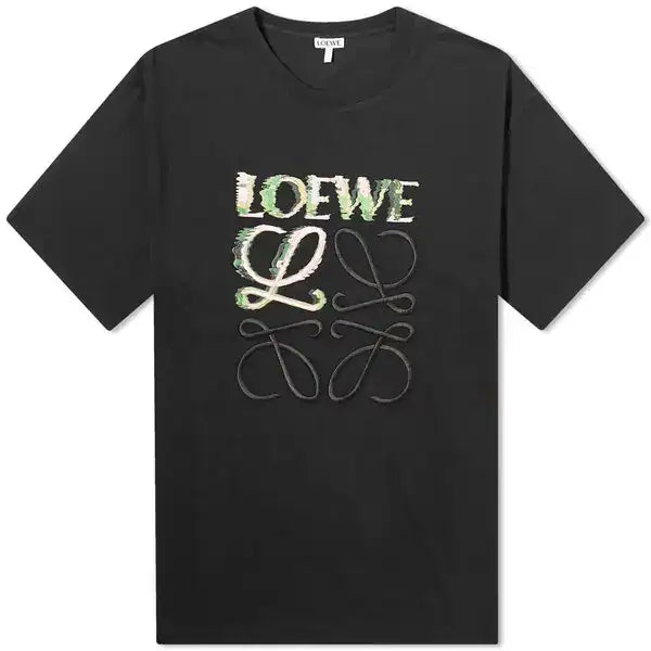 Loewe embroidered logo T-shirt- Black