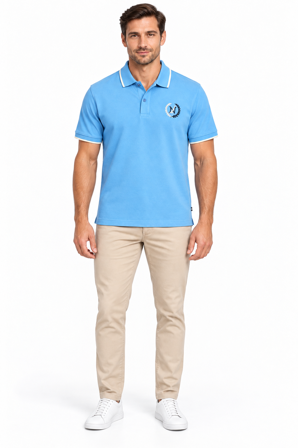 Nautica white-tipped collar T-shirt - Light Blue