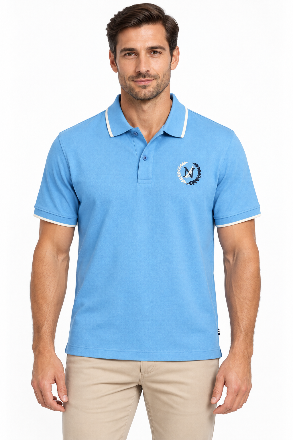 Nautica white-tipped collar T-shirt - Light Blue